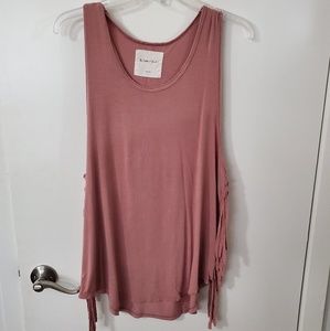 Dusty Rose Fringe Tank Top